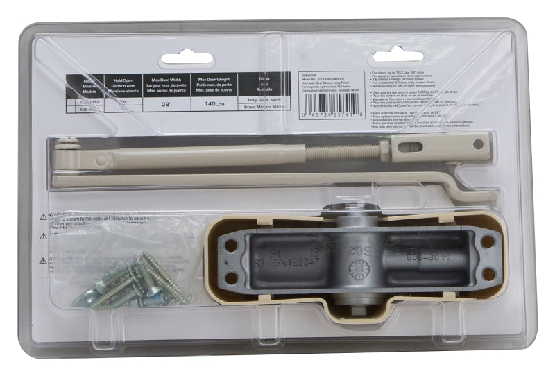 ProSource C103-BH-SA-IV Door Closer, Automatic, Aluminum, Ivory, 140 lb, 150 x 19 mm Mounting Hole Distance