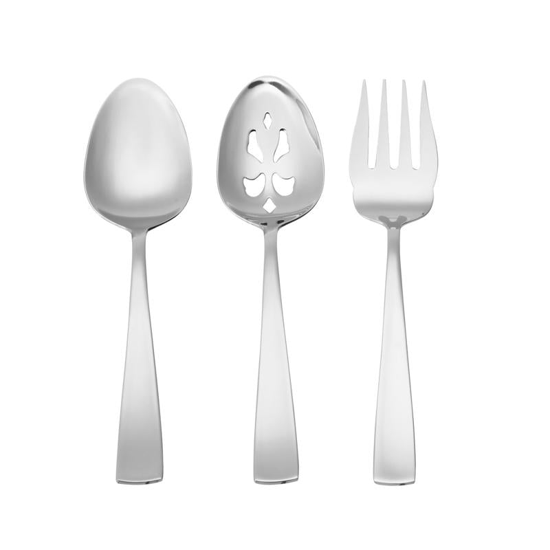 Pfaltzgraff Silver Stainless Steel serving set Fork and Spoon 3 pc, Pack of 6