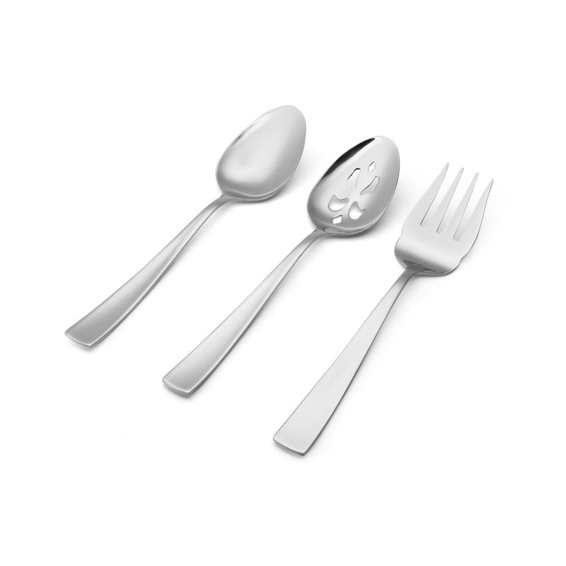 Pfaltzgraff Silver Stainless Steel serving set Fork and Spoon 3 pc, Pack of 6
