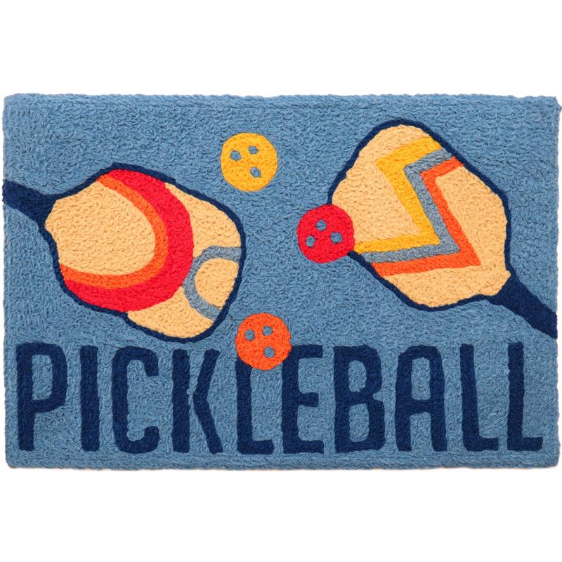 Jellybean 30 in. W X 20 in. L Multi-Color Pickleball Polyester Accent Rug