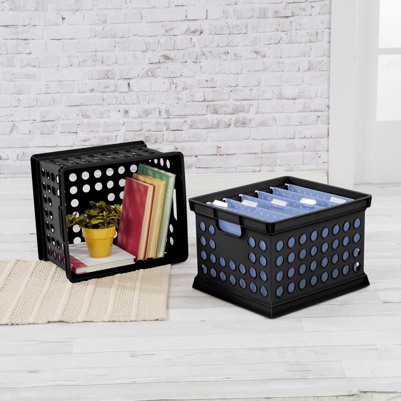 Sterilite Black Crate 10.62 in. H X 15.62 in. W X 13.75 in. D Stackable, Pack of 6