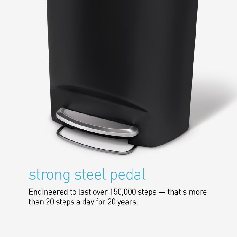 Simplehuman 50 L Black Plastic/Steel Step On Trash Can