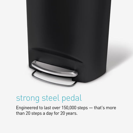 Simplehuman 50 L Black Plastic/Steel Step On Trash Can