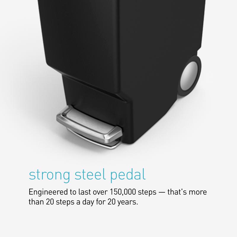 Simpehuman 40 L Black Plastic Step On Trash Can