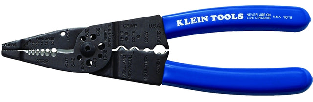 Klein Tools 1010 Long Nose Plier, 10 to 22 AWG Wire, 10 to 20 AWG Solid, 12 to 22 AWG Stranded Stripping, 8-1/4 in OAL