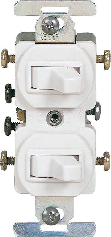 Eaton Wiring Devices 276W-BOX Series Combination Toggle Switch, White, 15 A, 120/277 V, Screw Terminal