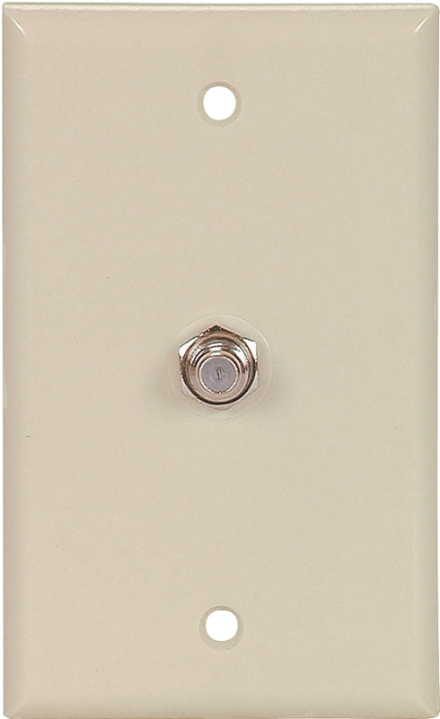 Eaton Cooper Wiring 1172V Wallplate with Coaxial Adapter, 4-1/2 in L, 2-3/4 in W, 1 -Gang, Thermoplastic, Ivory