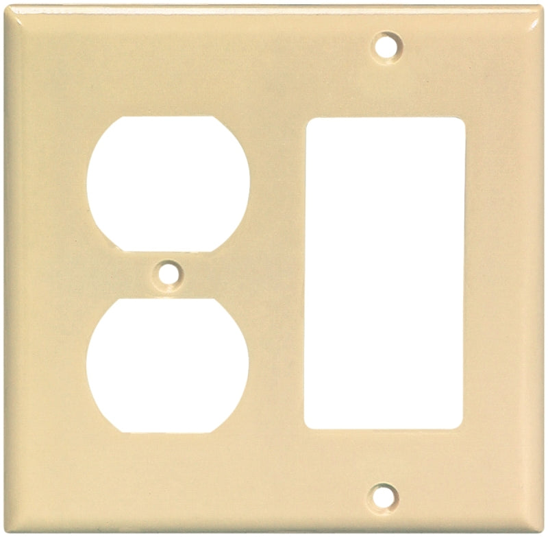 Eaton Wiring Devices 2157V-BOX Combination Wallplate, 4-1/2 in L, 4-9/16 in W, Standard, 2-Gang, Ivory, Pack of 10