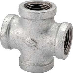 ProSource 0747 Pipe Cross, 3/4 in, Female, Malleable Iron, 40 Schedule, 300 psi Pressure