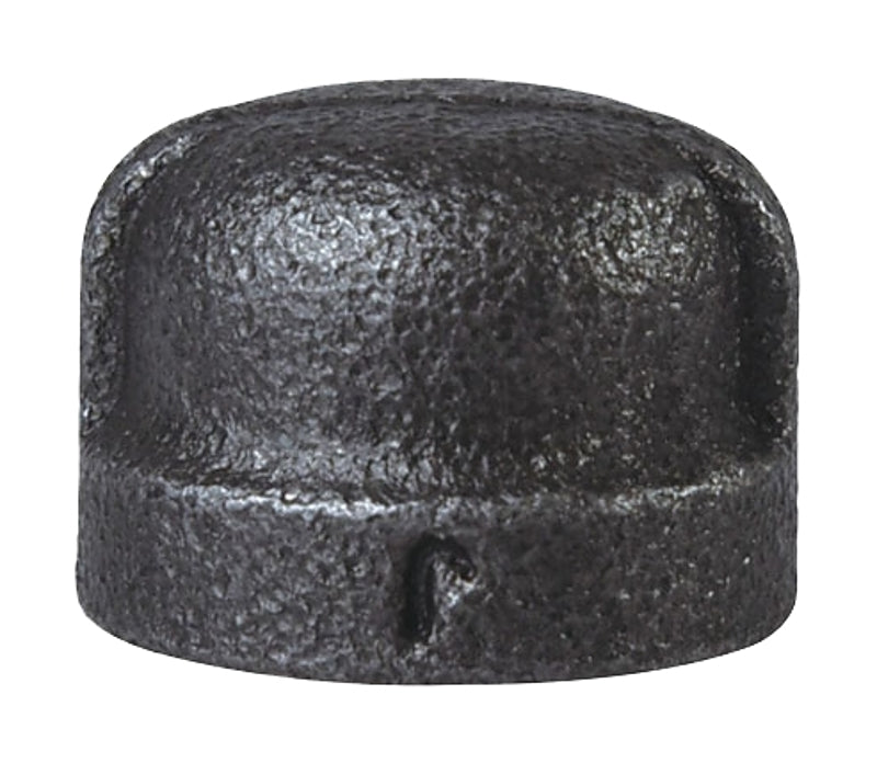 B & K B300 8 Black Pipe Cap, 1/4 in, FIP, Malleable Iron, SCH 40 Schedule