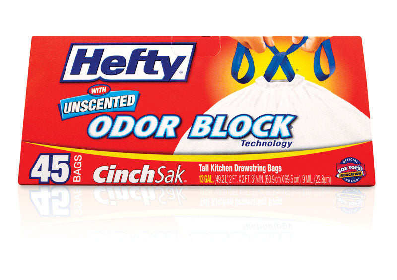 Hefty Strong 13 gal No Scent Kitchen Trash Bags Drawstring 45 pk, Pack of 6