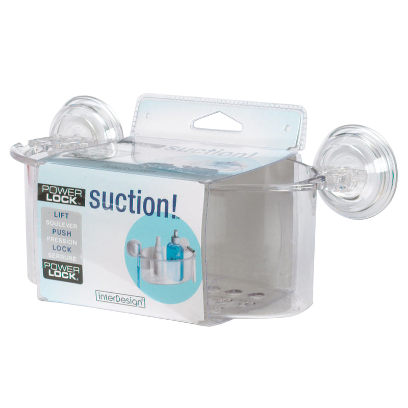 iDesign Power Lock 5  H X 10 in. W X 5 in. L Clear Shower Basket, Pack of 4