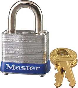 Master Lock 7KA P493 Padlock, 1-1/8 in W Body, Key No: P493, Keyed Alike Key, Open Shackle, 3/16 in Dia Shackle
