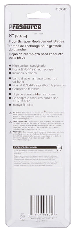 ProSource 14087 Floor Scraper Blade, 0.75 in W, Steel, Clear Lacquer