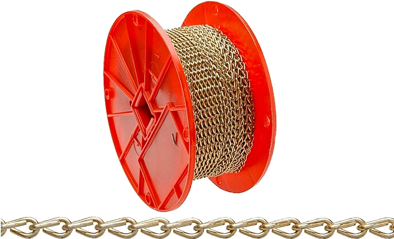 Campbell 072-1667N Jack Chain, #16, Steel, Brass, 11 lb Working Load, 200 ft