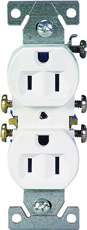 Eaton Wiring Devices C270W Duplex Receptacle, 2 -Pole, 15 A, 125 V, Push-in, Side Wiring, NEMA: 5-15R, White