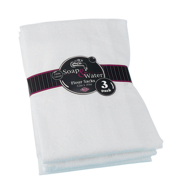 Ritz White Cotton Solid Flour Sack Towel 3 pk, Pack of 3