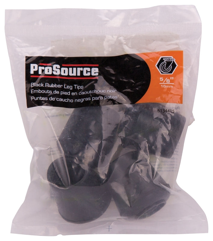 ProSource FE-50633-B Furniture Leg Tip, Round, Rubber, Black, 5/8 in Dia, 1.1 in H, Pack of 36