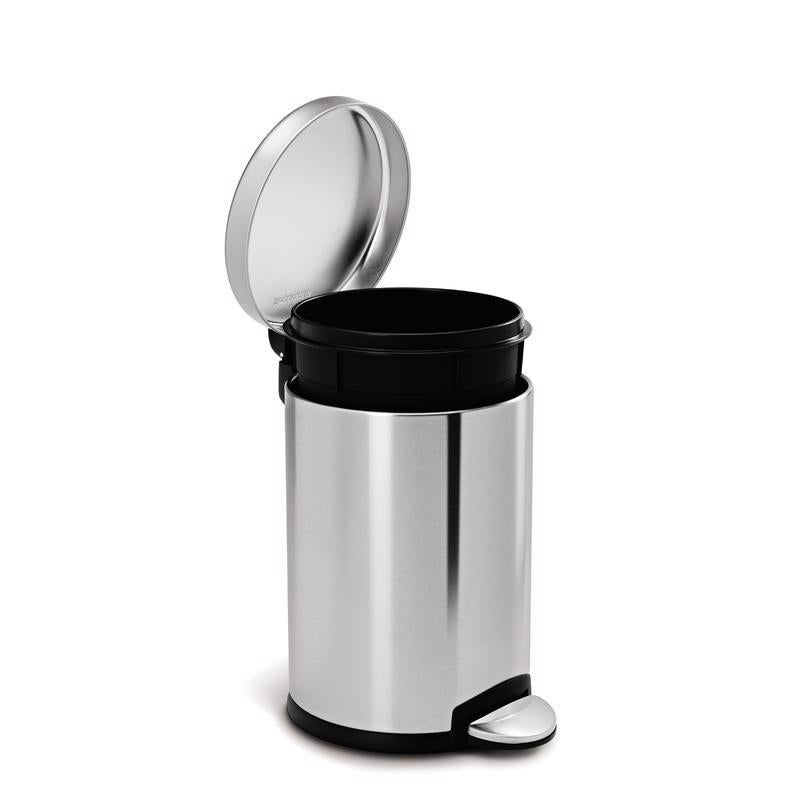 Simplehuman 4.5 L Silver Stainless Steel Mini Round Step Wastebasket