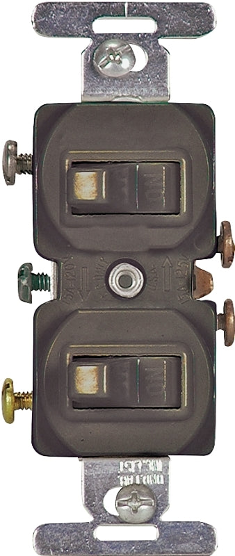 Eaton Wiring Devices 271B-BOX Combination Toggle Switch, 15 A, 120/277 V, Screw Terminal, Brown