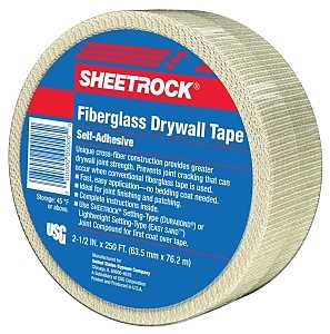 USG 385201020 Fiberglass Drywall Tape, 250 ft L, 2-1/2 in W, White