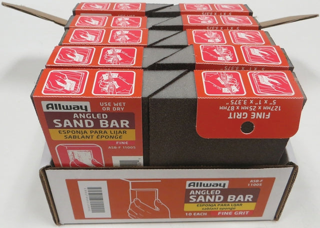 ALLWAY ASB-F Sand Bar, 5 in L, 3-1/2 in W, Fine, Aluminum Oxide Abrasive, Pack of 10
