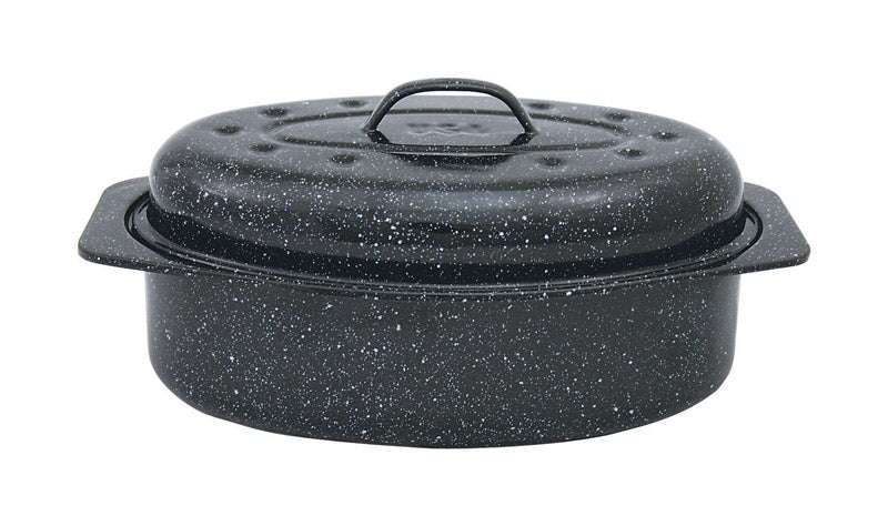 Granite Ware Porcelain Enamel Covered Roaster 7 lb Black, Pack of 2