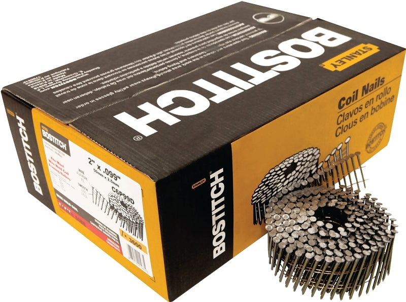 Bostitch C6P99D Series Framing Nail, Wire Collation, 2 in L, Steel, Ring Shank