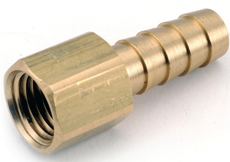 Anderson Metals 129F Series 757002-0608 Hose Adapter, 3/8 in, Barb, 1/2 in, FPT, Brass, Pack of 5