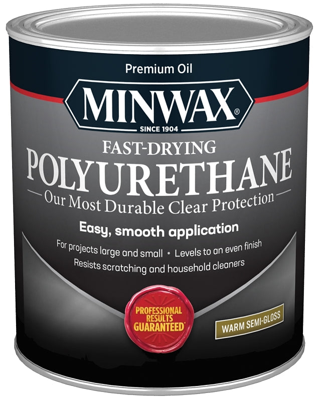 Minwax 63005444 Polyurethane, Oil Base, Clear, Semi-Gloss, Liquid, 1 qt Can