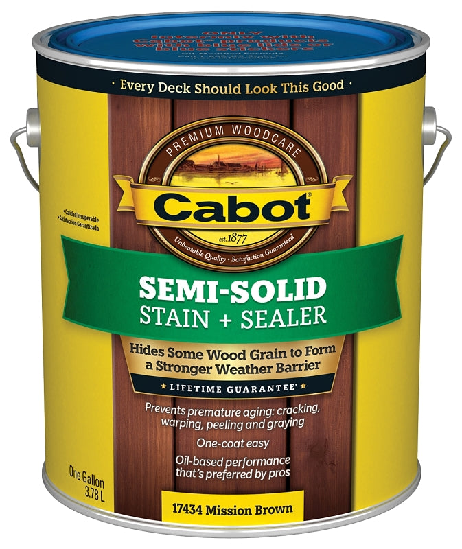 Cabot 140.0017434.007 Deck and Siding Stain, Mission Brown, Liquid, 1 gal, Pack of 4