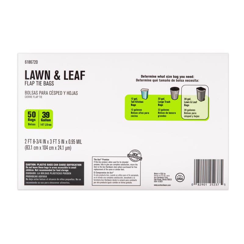 Ace 39 gal Lawn & Leaf Bags Flap Tie 50 pk, Pack of 6