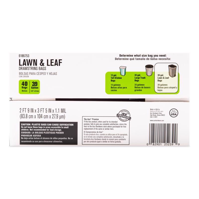 Ace 39 gal Lawn & Leaf Bags Drawstring 40 pk, Pack of 6