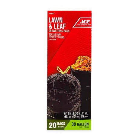 Ace 39 gal Lawn & Leaf Bags Drawstring 20 pk, Pack of 12
