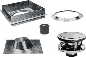 AmeriVent 6HS-RKS Chimney Kit, Stainless Steel, Includes: (1) Ceiling Support, (1) Flat to 6/12 Pitch Flashing