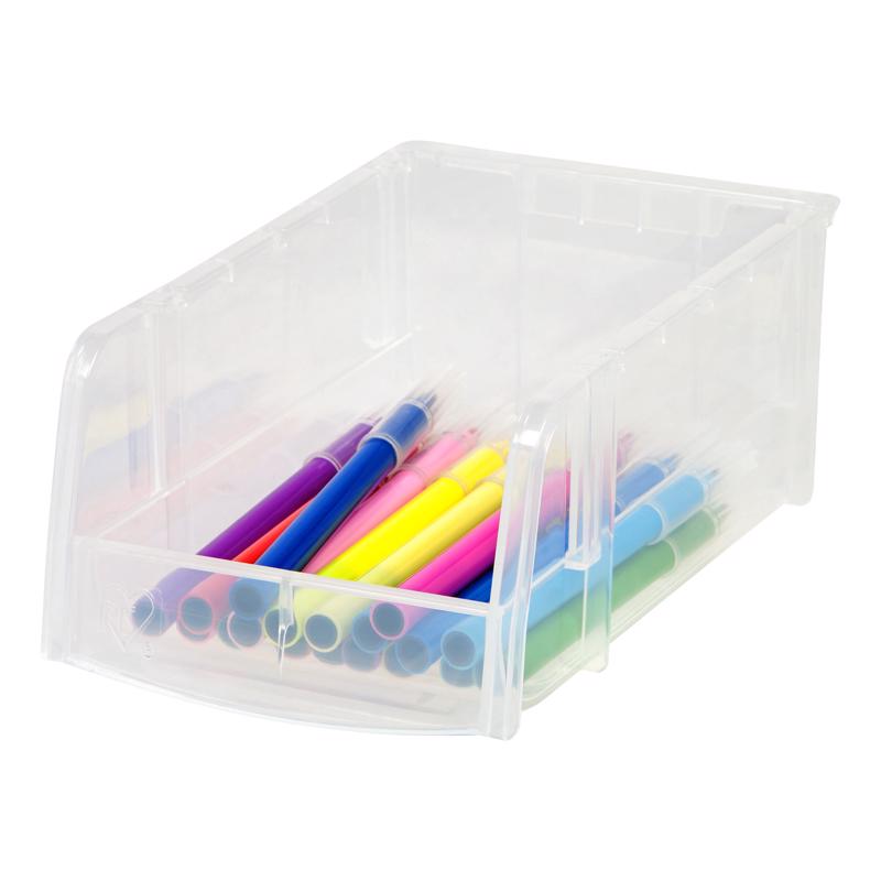IRIS Clear Storage Bin 3 in. H X 4.5 in. W X 7.5 in. D Stackable, Pack of 12