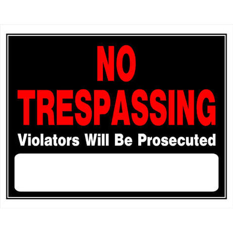 HILLMAN English Black No Trespassing Sign 15 in. H X 19 in. W, Pack of 6
