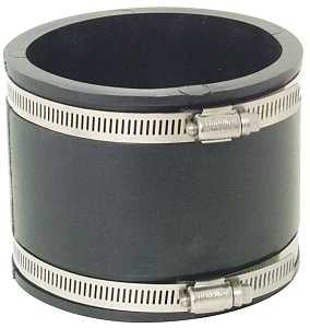 Fernco P1056-44 Flexible Coupling, 4 in, PVC, Black, 4.3 psi Pressure