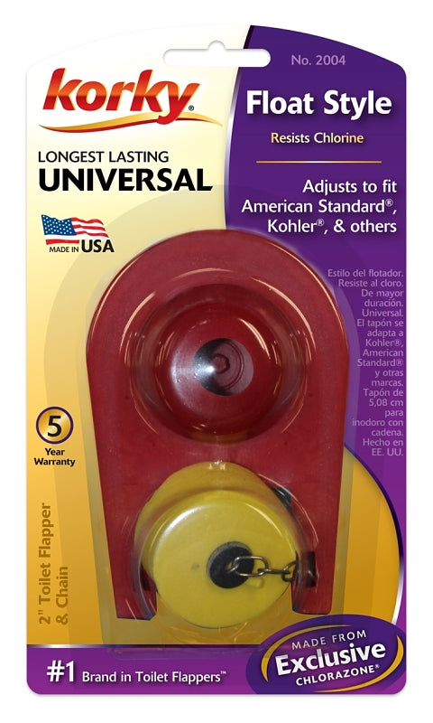 Korky 2004BP Toilet Flapper, Chlorazone Rubber, Red, For: Kohler and American Standard Toilet Tanks