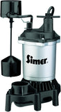 Simer 2164 Sump Pump, 660 gph, 1-Phase, 3.9 A, 115 V, 0.33 hp, 1-1/2 in Outlet, 22 ft Max Head, Thermoplastic