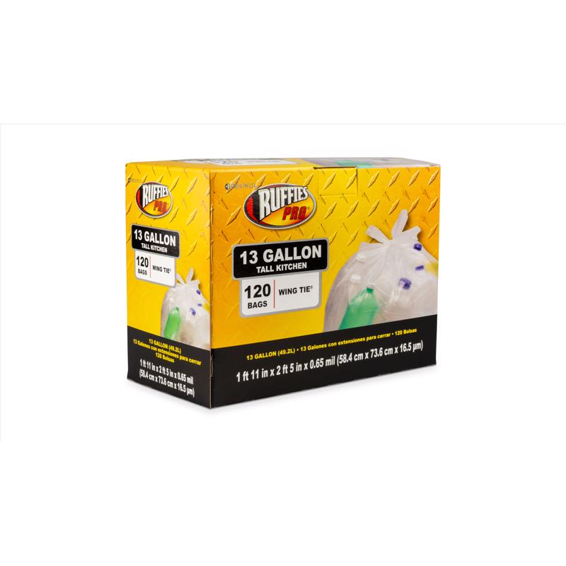 Ruffies Pro 13 gal Tall Kitchen Bags Wing Ties 120 pk