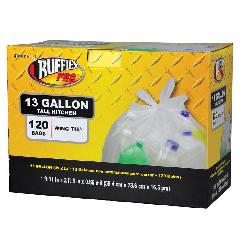 Ruffies Pro 13 gal Tall Kitchen Bags Wing Ties 120 pk