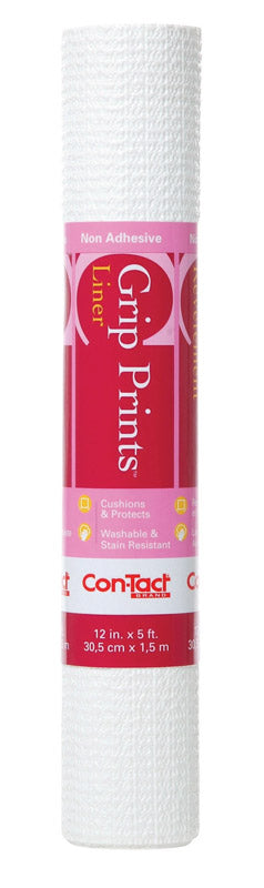 Con-Tact Grip Prints 5 ft. L X 12 in. W White Non-Adhesive Shelf Liner, Pack of 6