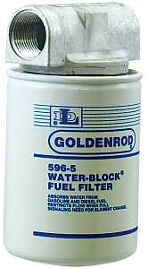 DL Goldenrod Water Block 596 Series Fuel Filter, 50 psi Pressure, 1 in Connection, NPT, 25 gpm