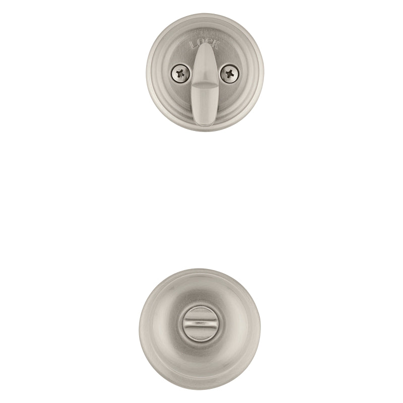 Kwikset 95530-018 Handleset, 2 Grade, Satin Nickel, 2-3/8 x 2-3/4 in Backset, KW1 Keyway, 1-3/4 in Thick Door