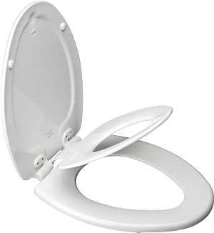 Bemis 183SLOWA Toilet Seat, 18-1/2 in L, Elongated, Molded Wood, White, Twist Hinge