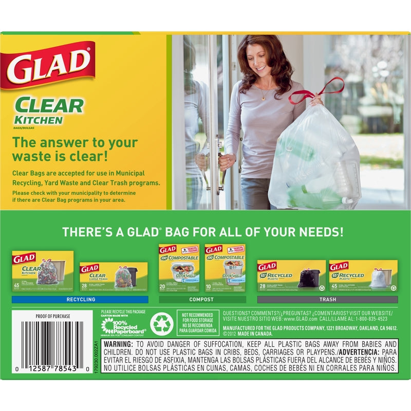 Glad 13 gal No Scent Tall Kitchen Bags Drawstring 45 pk