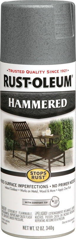 Rust-Oleum 7214830 Rust Preventative Spray Paint, Hammered, Gray, 12 oz Can