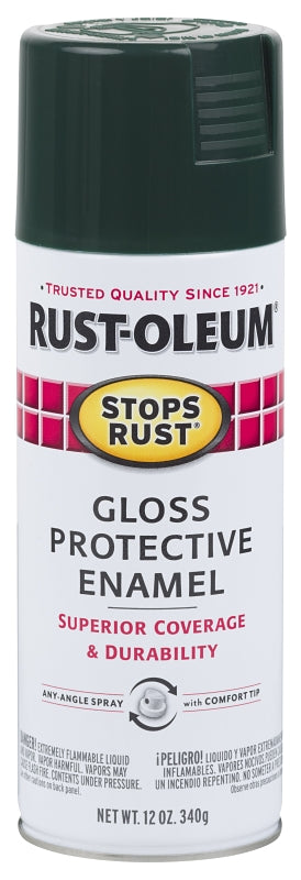 Stops Rust 7733830 Rust Preventative Spray Paint, Gloss, Dark Hunter Green, 12 oz Can