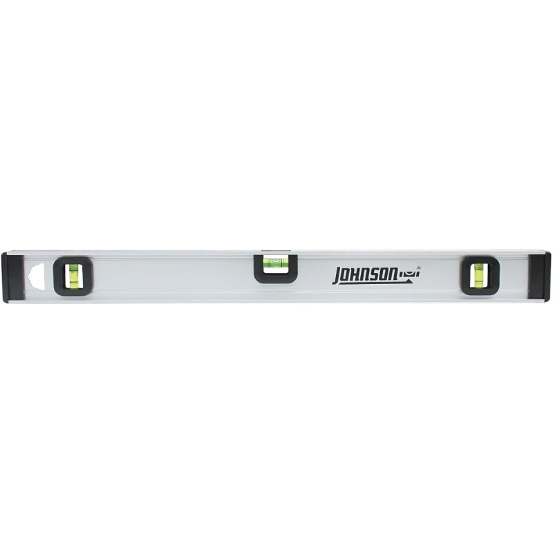 Johnson 1300-3600 I-Beam Level with Rule, 36 in L, 3-Vial, Non-Magnetic, Aluminum, Silver